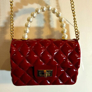 EMPERIA Jelly Quilted Look Mini Crossbody Bag in Deep Burgundy NEW WITH TAGS